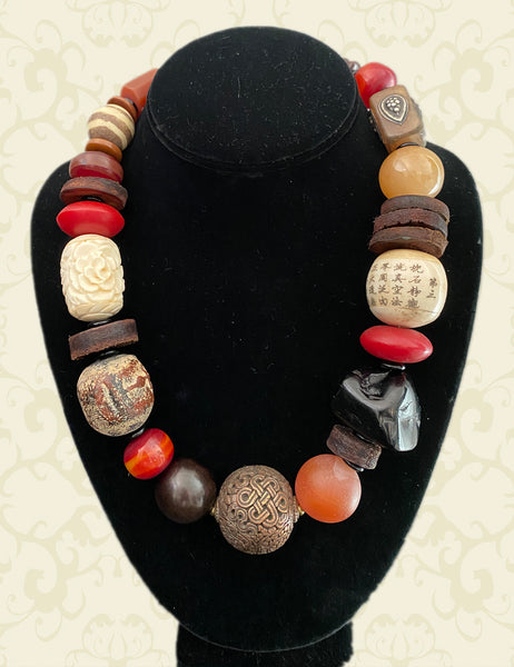 Natural Mixed-Bead Statement Necklace