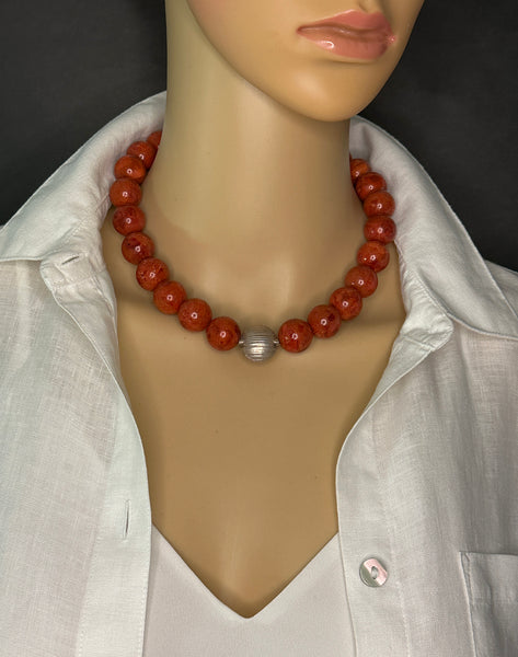Red Sponge Coral Statement Necklace