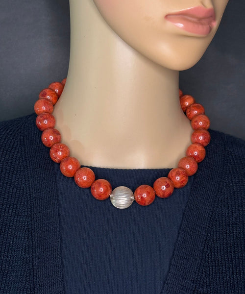 Red Sponge Coral Statement Necklace