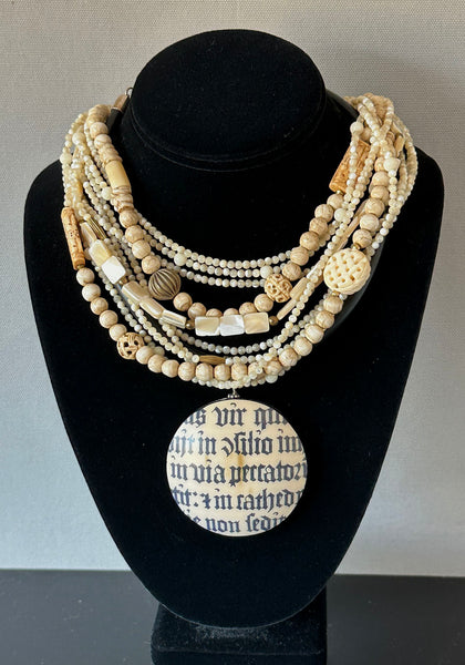 Multi-Strand Shell and Brass Statement Necklace