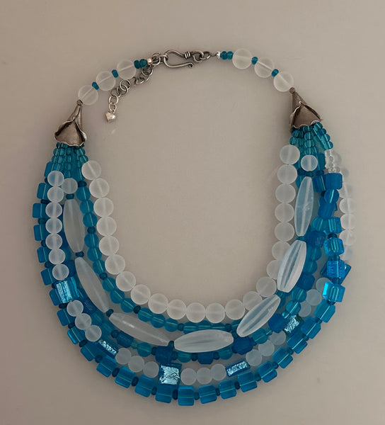 Blue and White Resin Statement Necklace