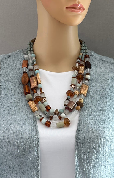 Multi-Strand Mixed-Bead Boho-Style Statement Necklace