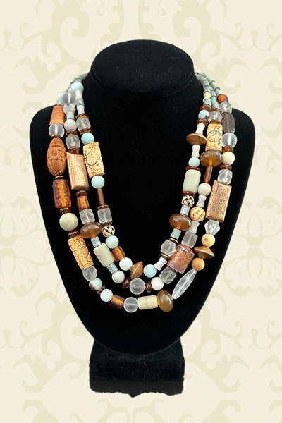 Multi-Strand Mixed-Bead Boho-Style Statement Necklace