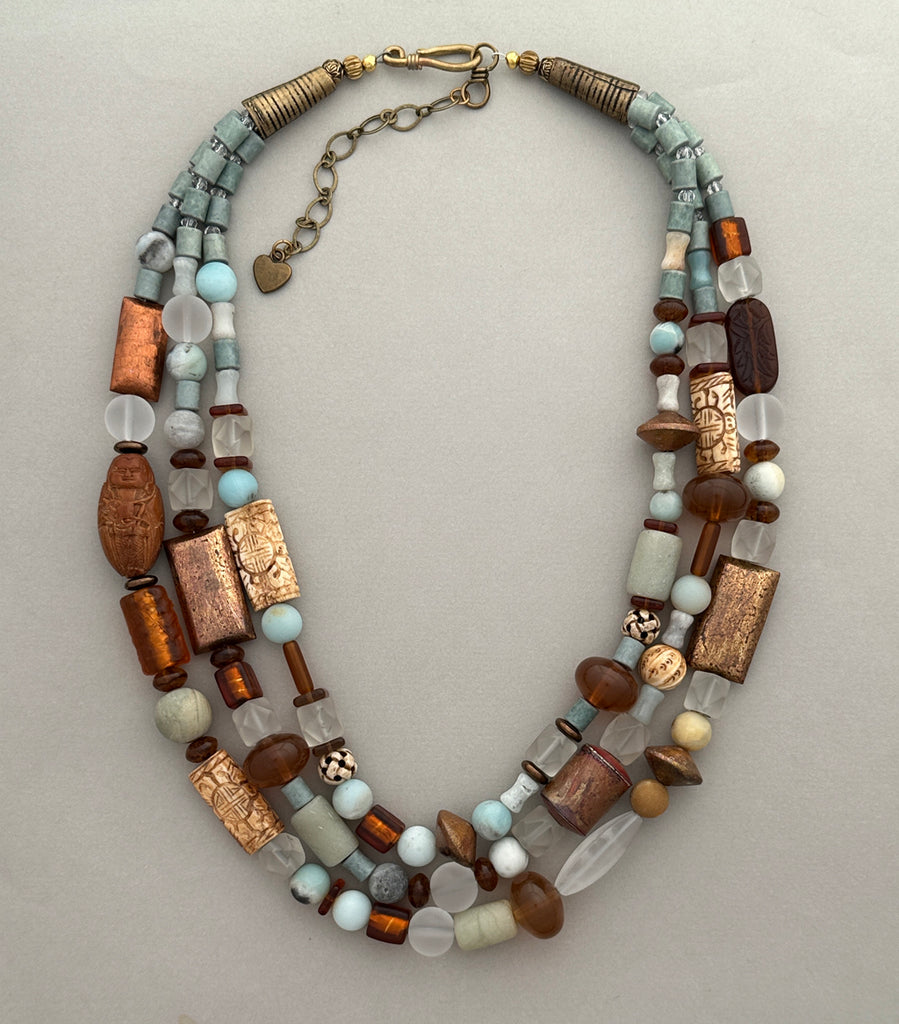 Multi-Strand Mixed-Bead Boho-Style Statement Necklace – Sharon