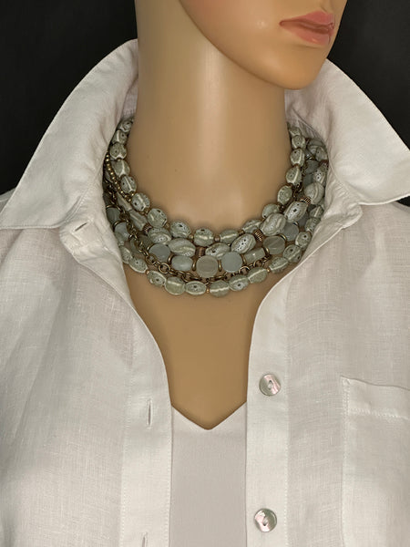 Green Ceramic Bead Statement Necklace