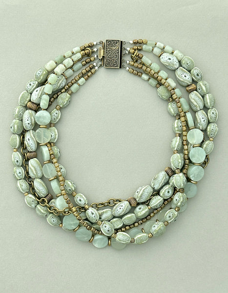 Green Ceramic Bead Statement Necklace