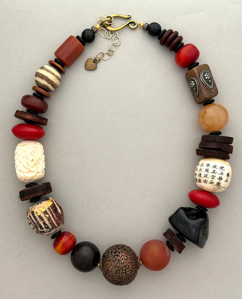 Natural Mixed-Bead Statement Necklace