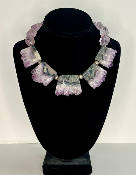 Amethyst Druzy Slices Statement Necklace