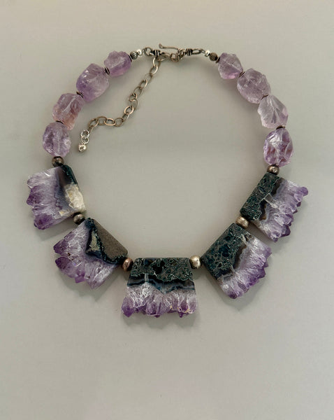 Amethyst Druzy Slices Statement Necklace