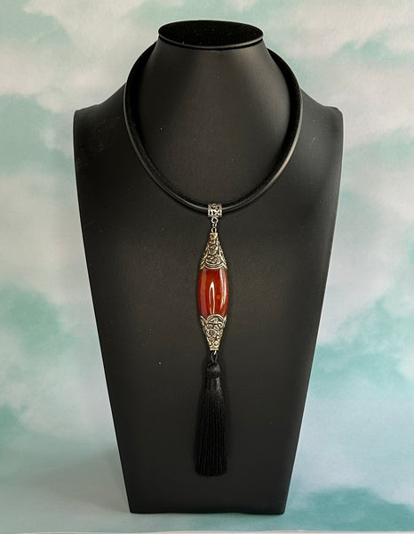 Carnelian Drop Pendant Statement Necklace
