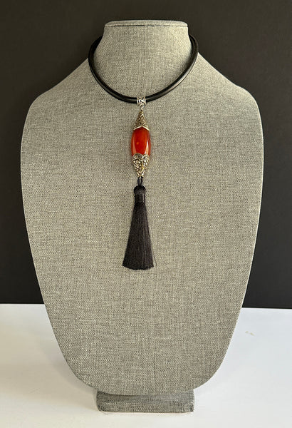 Carnelian Drop Pendant Statement Necklace