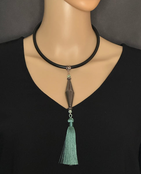 Rhodium Drop Pendant Statement Necklace