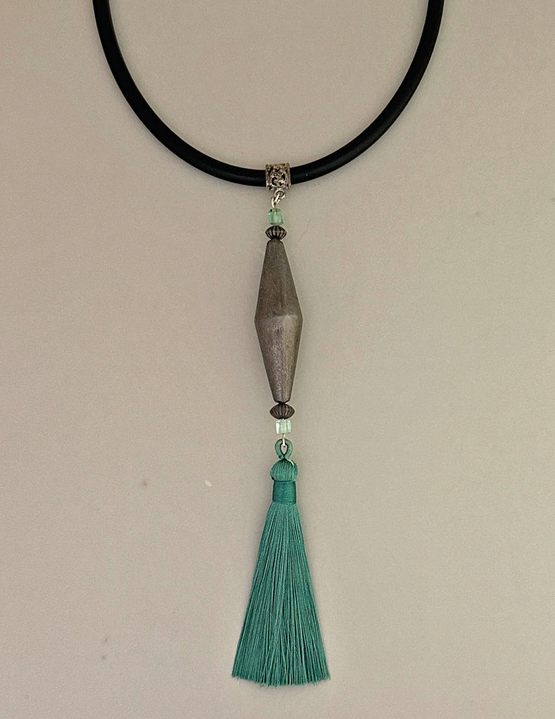 Rhodium Drop Pendant Statement Necklace