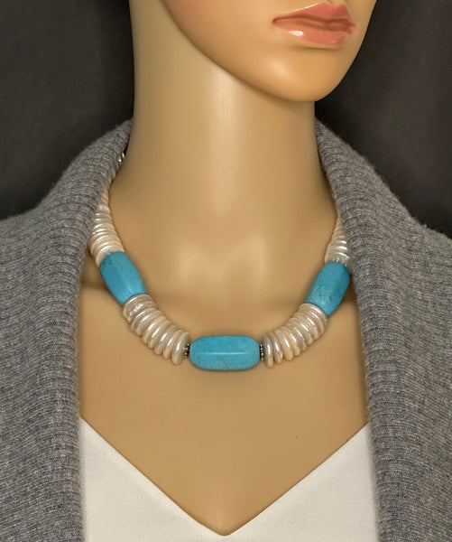 Coin Pearl Statement Necklace