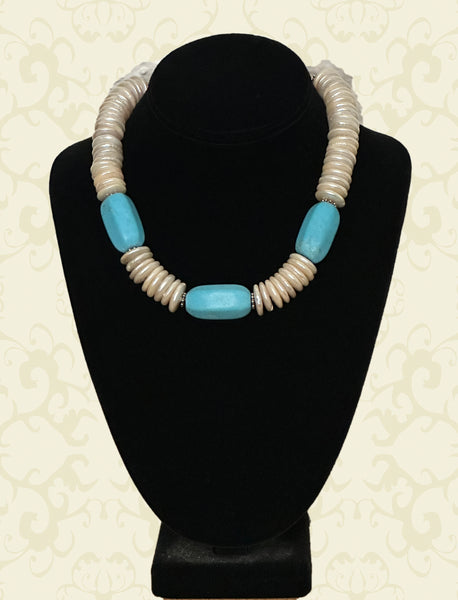 Coin Pearl Statement Necklace