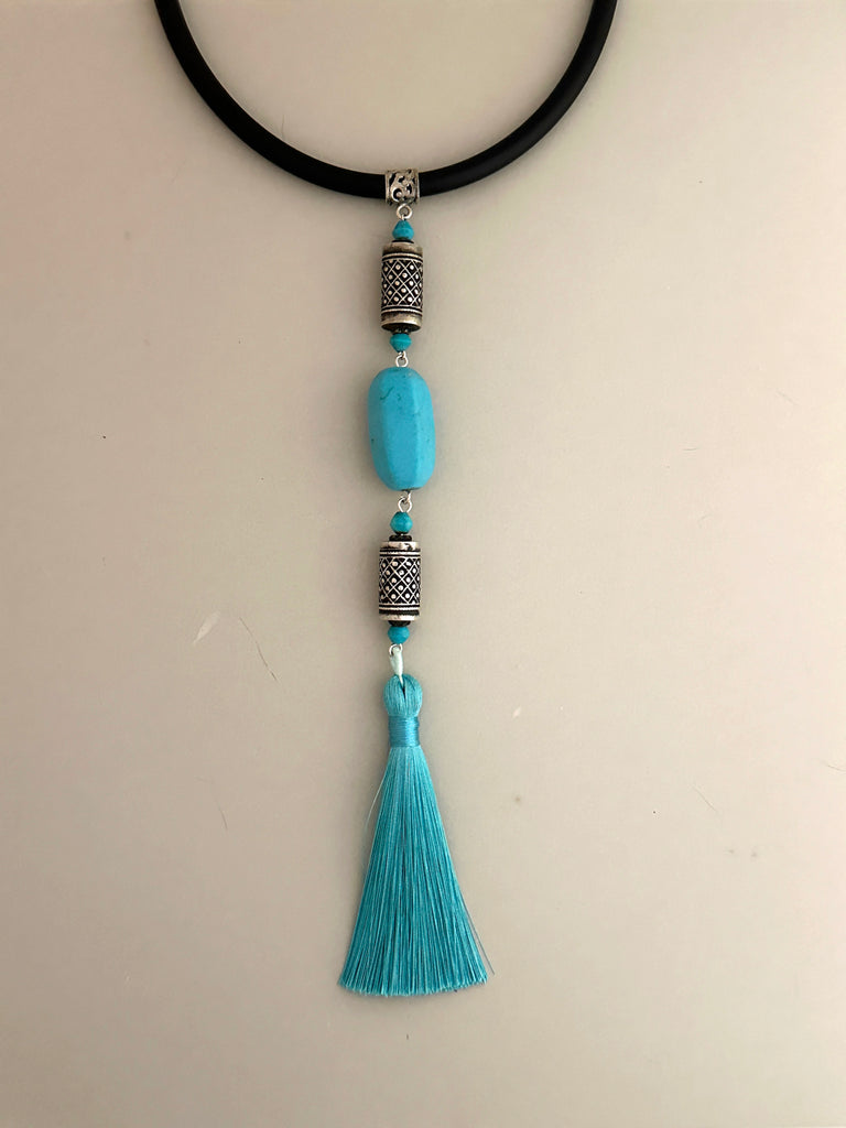 Afghan Faience Drop Pendant Statement Necklace