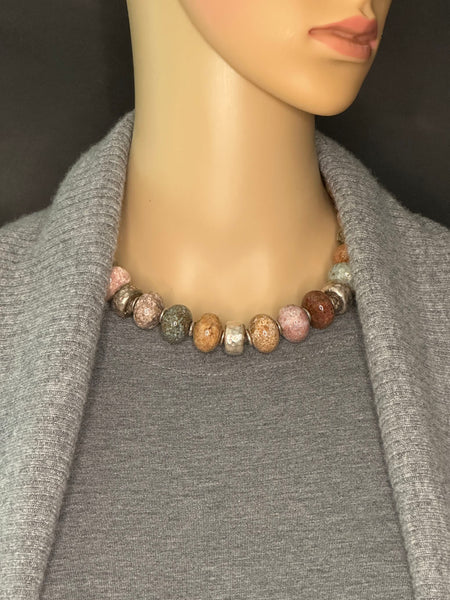 Single Strand Beaded Statement Necklace