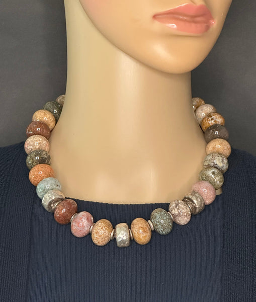 Single Strand Beaded Statement Necklace