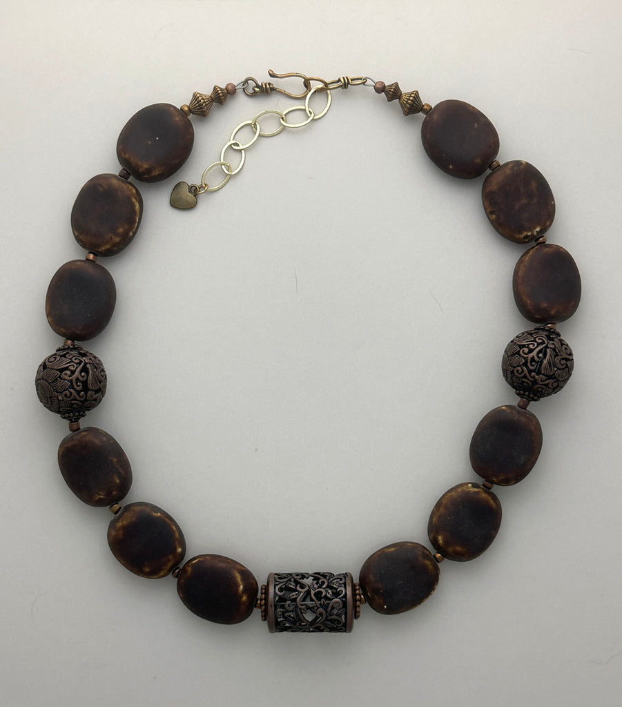 Brown Afghan Ceramic Statement Necklace