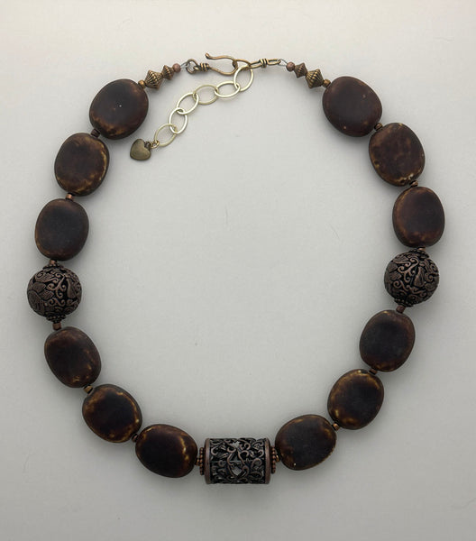 Brown Afghan Ceramic Statement Necklace