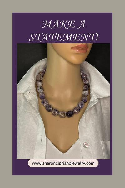 Dog Teeth Amethyst Statement Necklace
