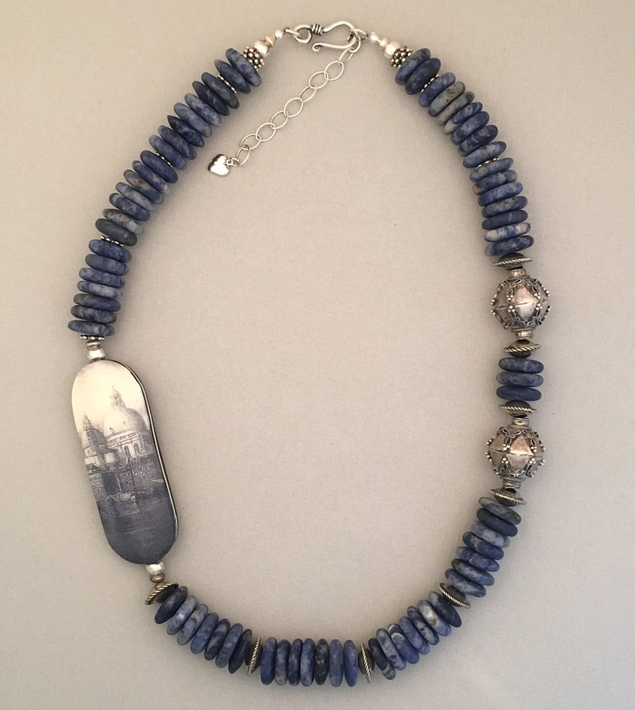Sodalite and Silver Statement Necklace