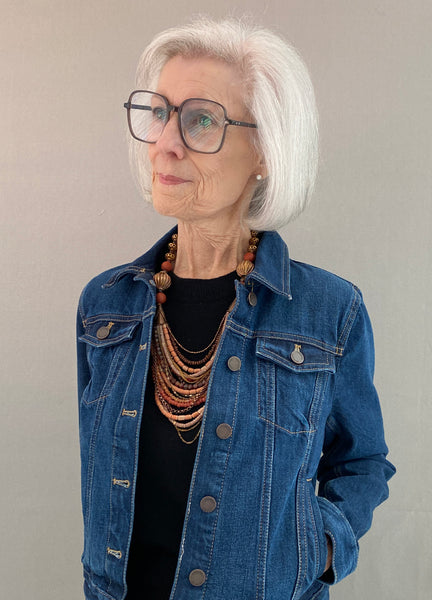 Multi-Strand Terra Cotta and Copper Statement Necklace
