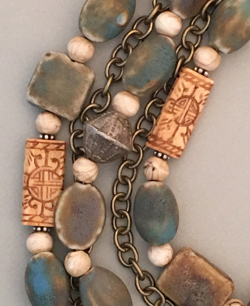 Multi-Strand Afghan Ceramic Statement Necklace