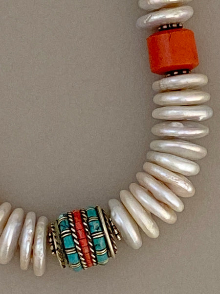 Coin Pearl Statement Necklace
