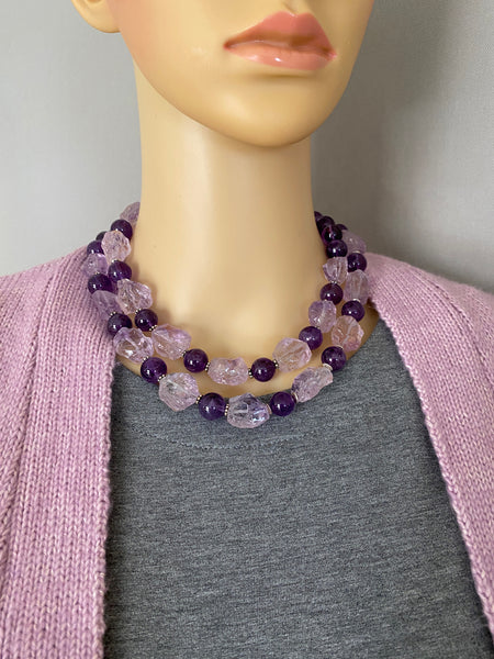 Long Amethyst Statement Necklace