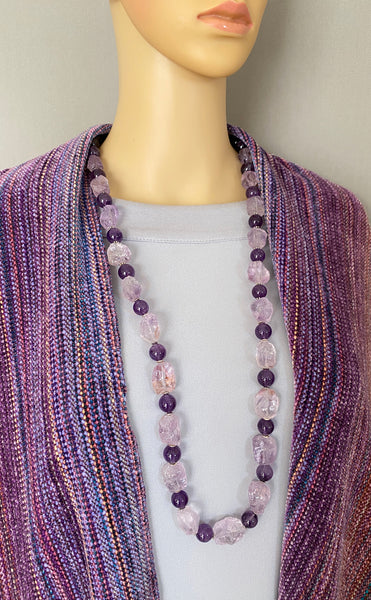 Long Amethyst Statement Necklace