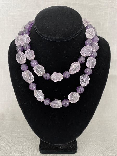 Long Amethyst Statement Necklace
