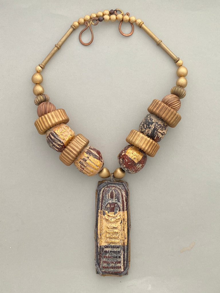 Buddha Beads and Brass Statement Necklace