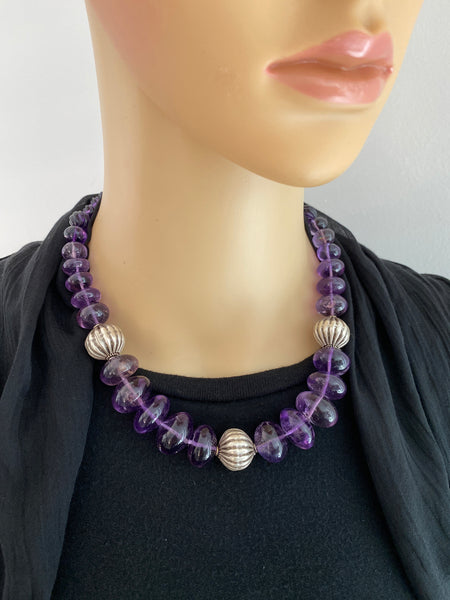 Amethyst and Silver Statement Necklace