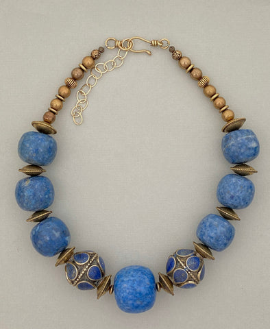 Buddha Beads and Brass Statement Necklace – Sharon Cipriano Jewelry